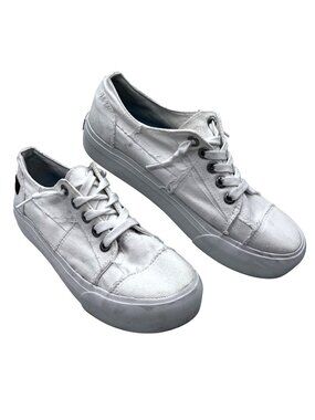 Blowfish Malibu Maxine White Canvas Sneakers Distressed Casual Womens Size 10